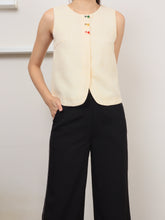 Rumi Oriental Curved Hem Top - Beige